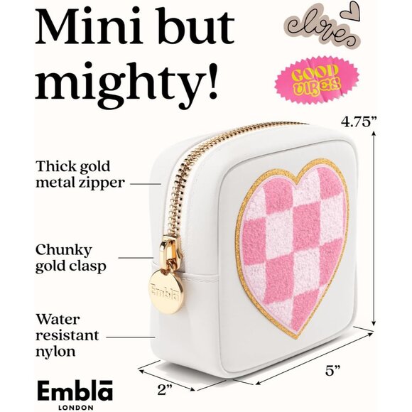 HEART Valentine Makeup Bag Travel Cosmetics Pouch and Toiletry Bag, Nylon Zipper - Picture 2 of 6